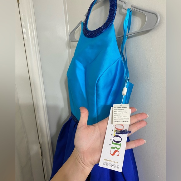 COLORS DRESS Short Royal Blue Color Block Gown Size 0 - Picture 13 of 14